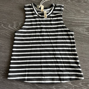 Gray Label Top Kids 6-9 Months Gray White Striped Tank Organic Cotton